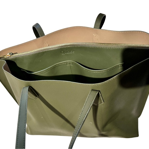Quince Italian Leather Triple Compartment Shopper Tote | Olive Green - Picture 8 of 16